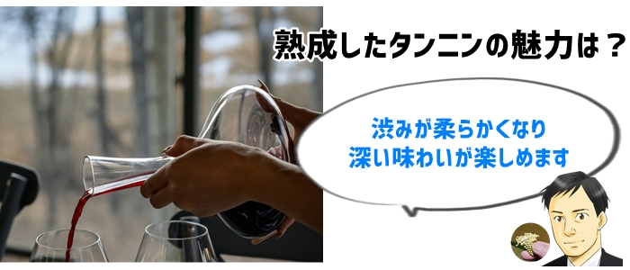 熟成によりタンニンのうま味を楽しめるワインがおすすめ